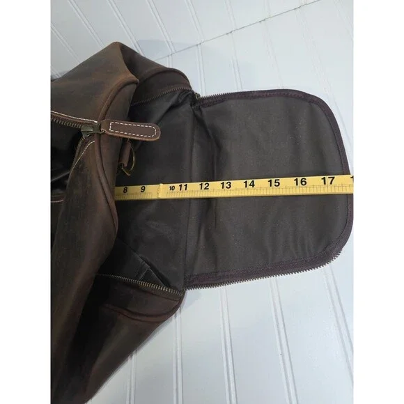 NEW LEATHFOCUS CHOCOLATE BROWN LEATHER TRAVEL DUFFLE BAG CARRY ON LUGGAGE-24inch - Picture 14 of 16